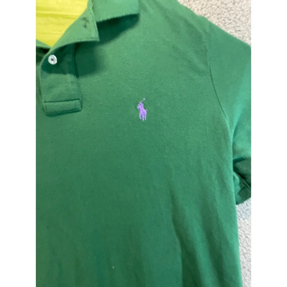 Vintage Polo‎ Ralph Lauren Mens LG  Deep Green Polo Shirt Purple Pony